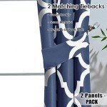 Melodieux Navy Blue Moroccan Blackout Curtains 45 Inches Long for Bedroom Small Windows, Room Darkening Grommet Drapes, 42" W x 45" L, 2 Panels