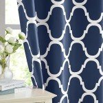 Melodieux Navy Blue Moroccan Blackout Curtains 45 Inches Long for Bedroom Small Windows, Room Darkening Grommet Drapes, 42" W x 45" L, 2 Panels