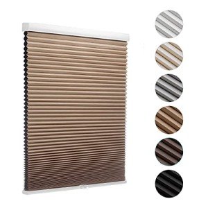 MYshade Blackout Cordless Cellular Shades Honeycomb Shade for Indoor Windows Room Darkening Blinds for Home Office Pull Down Window Shades Easy to Install 24 inch Wide, H50 Light Brown Pleated Shade
