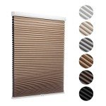 MYshade Blackout Cordless Cellular Shades Honeycomb Shade for Indoor Windows Room Darkening Blinds for Home Office Pull Down Window Shades Easy to Install 24 inch Wide, H50 Light Brown Pleated Shade