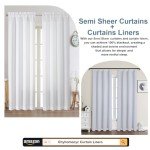 Chyhomenyc White Curtains 84 Inch Length 2 Panels Set, Faux Linen Textured Semi Light Filtering Soft Airy Farmhouse Curtain Drapes for Living Room Bedroom, Cortinas para Sala, 40Wx84L