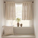 jinchan Linen Kitchen Curtains 36 Inch Length Striped Tier Curtains Ticking Stripe Small Drapes for Living Room Bathroom Cafe Small Window Farmhouse Rustic Pinstripe Rod Pocket 2 Panels Tan