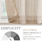 jinchan Linen Kitchen Curtains 36 Inch Length Striped Tier Curtains Ticking Stripe Small Drapes for Living Room Bathroom Cafe Small Window Farmhouse Rustic Pinstripe Rod Pocket 2 Panels Tan