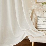 NICETOWN Flax Linen Curtains for Windows 84 inch Length, Grommet Semi Sheer Vertical Drapes Privacy Added with Light Filtering for Bedroom/Living Room, W52 x L84, 2 Pieces