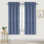 DWCN Blackout Curtains – Thermal Insulated, Energy Saving & Noise Reducing Bedroom and Living Room Curtains, Dusty Blue, W 42x L 63 Inch, Set of 2 Rod Pocket Curtain Panels