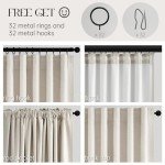 Topfinel Cream Linen Blackout Curtains 84 Inch Long for Bedroom Living Room, Ivory Pinch Pleat Back Tab Full Blackout Drapes Farmhouse Boho Curtains for Window, White Neutral Curtains 52" X 84" 7 FT