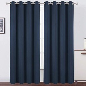 LEMOMO Navy Blue Blackout Curtains 52 x 84 inch/Set of 2 Curtain Panels Room Darkening Bedroom Curtains