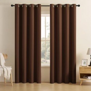 CUCRAF Brown Blackout Curtains 84 inch Length 2 Panels Set, Room Darkening Drapes for Living Room Bedroom, Thermal Insulated Light Blocking Grommet Window Curtain (W52 x L84 Inch)