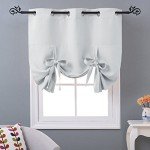 NICETOWN Balloon Bathroom Window Curtains - Blackout Treatment Decorative Curtains Thermal Insulated Tie Up Blind for Kitchen/Small Window (1 Panel, 46 inches W x 63 inches L, Greyish White)