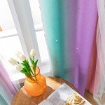 XiDi Curtains for Girls Bedroom Decor, Rainbow Blackout Curtains for Kids Room Decor, Purple for Little Girl Room, Unicorn Wall Decals Pink Curtains Green, 63 Inches Long 34 Wide 1 Panel