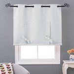 NICETOWN Balloon Bathroom Window Curtains - Blackout Treatment Decorative Curtains Thermal Insulated Tie Up Blind for Kitchen/Small Window (1 Panel, 46 inches W x 63 inches L, Greyish White)