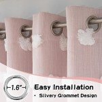 MYSKY HOME Pink Curtains for Living Room 84 Inches Long Pom Pom White Sheer Curtains for Girls Room Nursery Curtains Double Layer for Toddler Bedroom Grommet Room Darkening Window Panels 52 x 84 Inch