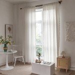 BCLBUSTE Boho Curtains Semi-Blackout Window Curtains 84 Inch 2 Pannels for Living Room, Linen Tassels Farmhouse Curtains with Embroidery for Bedroom Rod Pocket Draperies 52" W x 84" L,Off White