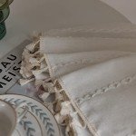 BCLBUSTE Boho Curtains Semi-Blackout Window Curtains 84 Inch 2 Pannels for Living Room, Linen Tassels Farmhouse Curtains with Embroidery for Bedroom Rod Pocket Draperies 52" W x 84" L,Off White