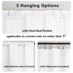 Chyhomenyc 2 Panels White Kitchen Curtains 36 Inch Length Tier Curtains, Faux Linen Textured Small Cafe Curtains, Light Filtering Short Window Curtains for Bathroom Basement, 30x36 inch, 2PCS