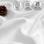 Chyhomenyc 2 Panels White Kitchen Curtains 36 Inch Length Tier Curtains, Faux Linen Textured Small Cafe Curtains, Light Filtering Short Window Curtains for Bathroom Basement, 30x36 inch, 2PCS