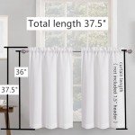 Chyhomenyc 2 Panels White Kitchen Curtains 36 Inch Length Tier Curtains, Faux Linen Textured Small Cafe Curtains, Light Filtering Short Window Curtains for Bathroom Basement, 30x36 inch, 2PCS