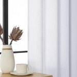 Chyhomenyc 2 Panels White Kitchen Curtains 36 Inch Length Tier Curtains, Faux Linen Textured Small Cafe Curtains, Light Filtering Short Window Curtains for Bathroom Basement, 30x36 inch, 2PCS