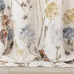 MYSKY HOME Linen Curtains for Living Room Floral Patterned Semi Sheer Vertical Drapes Decor Farmhouse Style Texture for Dining Room Light Soften Privacy, Yellow, W52 x L84, Pack-2