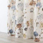MYSKY HOME Linen Curtains for Living Room Floral Patterned Semi Sheer Vertical Drapes Decor Farmhouse Style Texture for Dining Room Light Soften Privacy, Yellow, W52 x L84, Pack-2