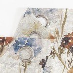 MYSKY HOME Linen Curtains for Living Room Floral Patterned Semi Sheer Vertical Drapes Decor Farmhouse Style Texture for Dining Room Light Soften Privacy, Yellow, W52 x L84, Pack-2