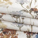 MYSKY HOME Linen Curtains for Living Room Floral Patterned Semi Sheer Vertical Drapes Decor Farmhouse Style Texture for Dining Room Light Soften Privacy, Yellow, W52 x L84, Pack-2