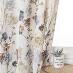 MYSKY HOME Linen Curtains for Living Room Floral Patterned Semi Sheer Vertical Drapes Decor Farmhouse Style Texture for Dining Room Light Soften Privacy, Yellow, W52 x L84, Pack-2