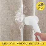 NICETOWN 100% Blackout Natural Linen Curtains 90" Length with Thermal Insulated Liners for Bedroom, Farmhouse Style Room Cooling Small Window Draperies for Dining Room (2 Panels, 52" W)