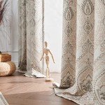 jinchan Farmhouse Taupe Curtains for Living Room Darkening 84 Inch Length, Medallion Drapes for Bedroom, Damask Pattern Window Treatments Vintage Linen Textured Curtain Panels, 2 Panels