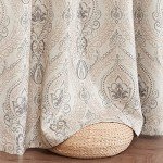 jinchan Farmhouse Taupe Curtains for Living Room Darkening 84 Inch Length, Medallion Drapes for Bedroom, Damask Pattern Window Treatments Vintage Linen Textured Curtain Panels, 2 Panels