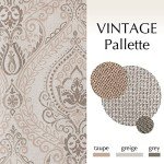 jinchan Farmhouse Taupe Curtains for Living Room Darkening 84 Inch Length, Medallion Drapes for Bedroom, Damask Pattern Window Treatments Vintage Linen Textured Curtain Panels, 2 Panels