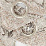 jinchan Farmhouse Taupe Curtains for Living Room Darkening 84 Inch Length, Medallion Drapes for Bedroom, Damask Pattern Window Treatments Vintage Linen Textured Curtain Panels, 2 Panels