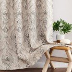 jinchan Farmhouse Taupe Curtains for Living Room Darkening 84 Inch Length, Medallion Drapes for Bedroom, Damask Pattern Window Treatments Vintage Linen Textured Curtain Panels, 2 Panels