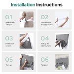 HOMEIDEAS French Blackout Door Window Curtains, Privacy Front Door Curtains for Glass Window, Thermal Insulated Tie Up Shades, Light Grey, 26 X 40 Inch, 1 Panel