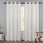 DriftAway Farmhouse Linen Blend Blackout Curtains 84 Inches Long for Bedroom Vertical Striped Printed Linen Curtains Thermal Insulated Lined Treatments for Living Room 2 Panels W52 x L84 Grey
