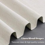 100% Blackout Linen Curtains 84 Inch Length 2 Panels Set Neutral Boho Farmhouse for Bedroom Windows Living Room Darkening Thermal Insulated Drapes Beige Cream Ivory 7ft Long Back Tab Pleated Pocket