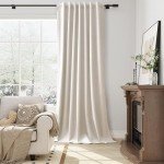 100% Blackout Linen Curtains 84 Inch Length 2 Panels Set Neutral Boho Farmhouse for Bedroom Windows Living Room Darkening Thermal Insulated Drapes Beige Cream Ivory 7ft Long Back Tab Pleated Pocket