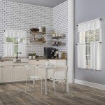 No. 918 Mariela Floral Trim Semi-Sheer Rod Pocket Kitchen Curtain Valance and Tiers Set, 58" x 36", White