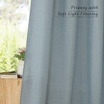 NICETOWN Linen Blend Textured Living Room Curtains, Grommet Top Thick Flax Semi Sheer Vertical Drapes Privacy Assured with Light Filtering for Bedroom, Stone Blue, W55 x L84, 2 Pieces