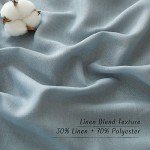 NICETOWN Linen Blend Textured Living Room Curtains, Grommet Top Thick Flax Semi Sheer Vertical Drapes Privacy Assured with Light Filtering for Bedroom, Stone Blue, W55 x L84, 2 Pieces