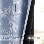 FMFUNCTEX 100% Blackout Floral Curtains for Bedroom, Blue Curtains 84 inches Long Blossom Flower Patterned for Living Room,Thermal Insulated Farmhouse Drapes, Grommet Top 2 Panels (White on Blue)