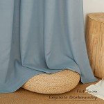 NICETOWN Linen Blend Textured Living Room Curtains, Grommet Top Thick Flax Semi Sheer Vertical Drapes Privacy Assured with Light Filtering for Bedroom, Stone Blue, W55 x L84, 2 Pieces