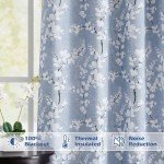 FMFUNCTEX 100% Blackout Floral Curtains for Bedroom, Blue Curtains 84 inches Long Blossom Flower Patterned for Living Room,Thermal Insulated Farmhouse Drapes, Grommet Top 2 Panels (White on Blue)