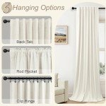 100% Blackout Curtains 84 Inch Length 2 Panels Set Neutral Boho Linen Farmhouse for Bedroom Windows Living Room Darkening Thermal Insulated Drapes Natural Cream Ivory 7ft Long Back Tab Pleated Pocket