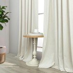 100% Blackout Curtains 84 Inch Length 2 Panels Set Neutral Boho Linen Farmhouse for Bedroom Windows Living Room Darkening Thermal Insulated Drapes Natural Cream Ivory 7ft Long Back Tab Pleated Pocket