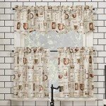 No. 918 Bristol Coffee Shop Semi-Sheer Rod Pocket Kitchen Curtain Valance and Tiers Set, 54" x 36", Ivory Off-White