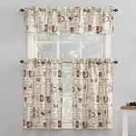 No. 918 Bristol Coffee Shop Semi-Sheer Rod Pocket Kitchen Curtain Valance and Tiers Set, 54" x 36", Ivory Off-White
