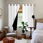 BGment Thermal Insulated 100% Blackout Curtains for Bedroom with Black Liner, Double Layer Full Room Darkening Noise Reducing Grommet Curtain (52 x 63 Inch, Pure White, 2 Panels)