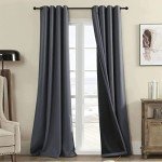Rutterllow Total Blackout 340 GSM Curtains 2 Panels, Full Shade 84 Inches Long Complete Drapes for Living Room, Dark Grey Thermal Insulated Bedroom Window Treatment Drapes (Gray, 52 x 84 inch)