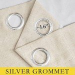 NICETOWN 100% Absolutely Blackout Linen Curtains with Thermal Insulated White Liner, 52" Wide, 2 Panels, 84 inches Long Drapes, Grommet Retro Beige Linen Curtains Vertical Drapes Privacy for Bedroom